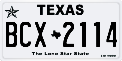 TX license plate BCX2114