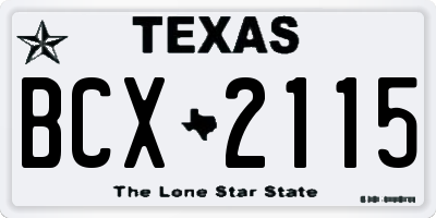 TX license plate BCX2115