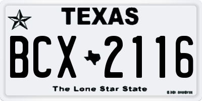 TX license plate BCX2116