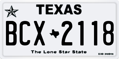 TX license plate BCX2118