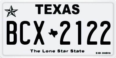 TX license plate BCX2122