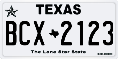 TX license plate BCX2123