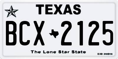 TX license plate BCX2125