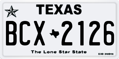 TX license plate BCX2126