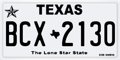 TX license plate BCX2130