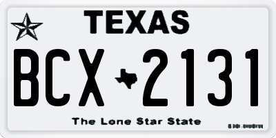 TX license plate BCX2131