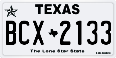 TX license plate BCX2133