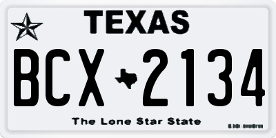 TX license plate BCX2134