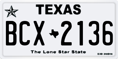 TX license plate BCX2136