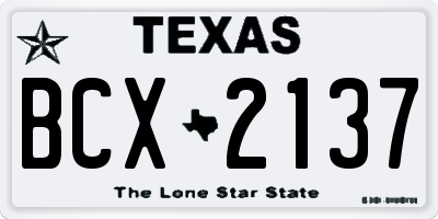 TX license plate BCX2137