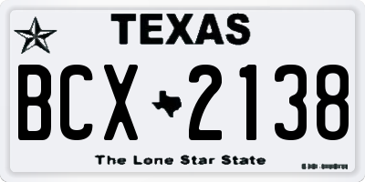 TX license plate BCX2138
