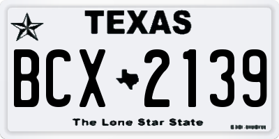 TX license plate BCX2139