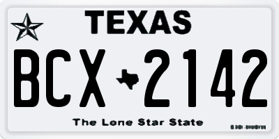 TX license plate BCX2142