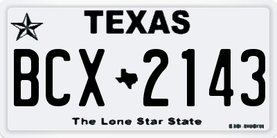 TX license plate BCX2143