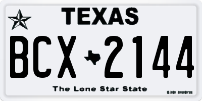 TX license plate BCX2144