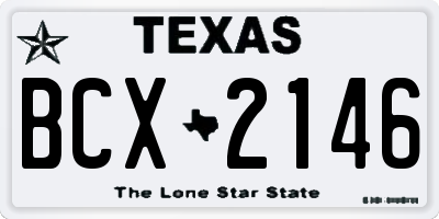 TX license plate BCX2146