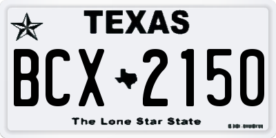 TX license plate BCX2150