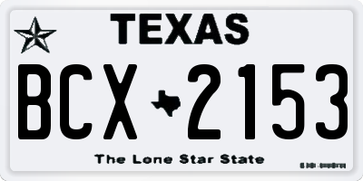 TX license plate BCX2153