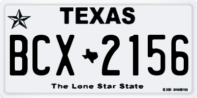 TX license plate BCX2156
