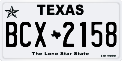 TX license plate BCX2158