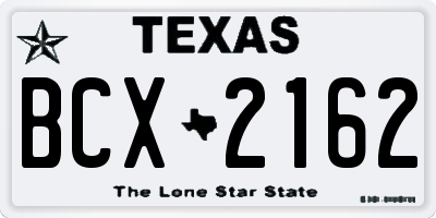 TX license plate BCX2162