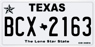 TX license plate BCX2163
