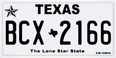 TX license plate BCX2166