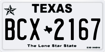 TX license plate BCX2167