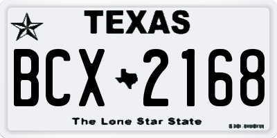 TX license plate BCX2168