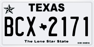 TX license plate BCX2171