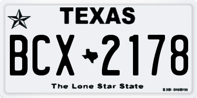 TX license plate BCX2178
