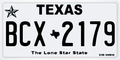 TX license plate BCX2179