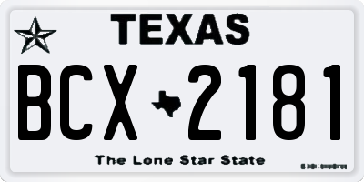 TX license plate BCX2181