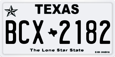 TX license plate BCX2182