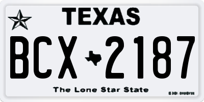 TX license plate BCX2187