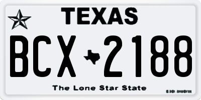 TX license plate BCX2188