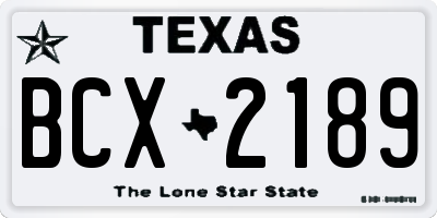 TX license plate BCX2189