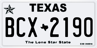 TX license plate BCX2190