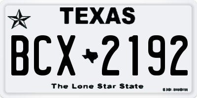 TX license plate BCX2192