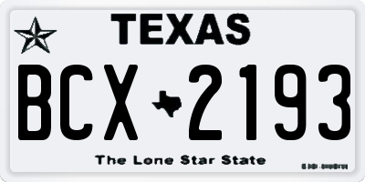 TX license plate BCX2193