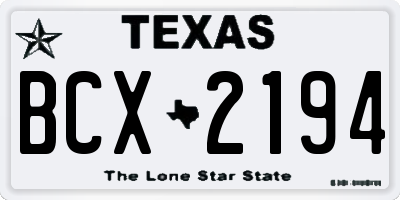TX license plate BCX2194