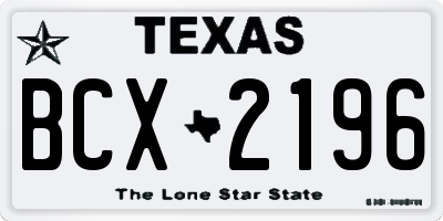 TX license plate BCX2196