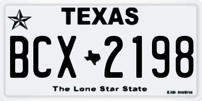 TX license plate BCX2198