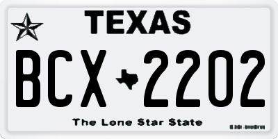 TX license plate BCX2202