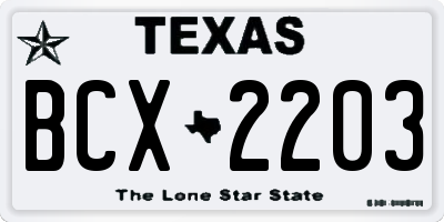 TX license plate BCX2203