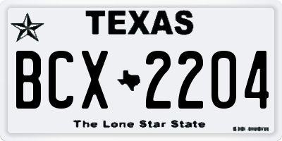 TX license plate BCX2204