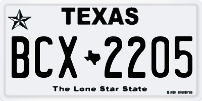 TX license plate BCX2205