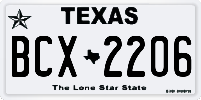 TX license plate BCX2206
