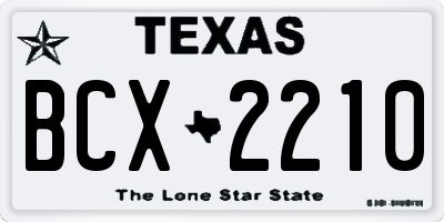 TX license plate BCX2210