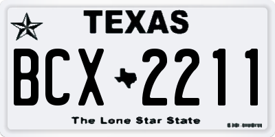 TX license plate BCX2211